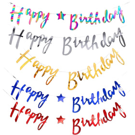 Happy Birthday Hanging Banner with Stars