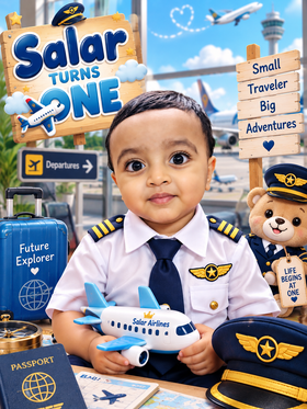 Customized Pilot first birthday portrait - personalized photoshoot design 1