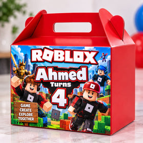 roblox theme customized birthday goodie box with name and age personalization - Belinda Store Pakistan