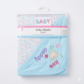 Baby hooded towel blanket blue