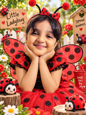 Customized Ladybug first birthday portrait - personalized photoshoot design 1
