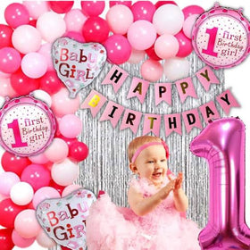 Baby Girl 1st Birthday Decoration Set – Pink