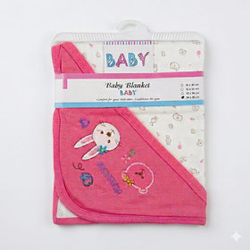 Baby hooded blanket wrapping sheet pink