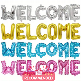 WELCOME Foil Letter Balloons – Red