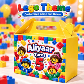 Building Blocks theme customized birthday goodie box with name