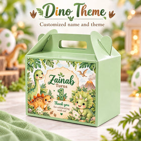 Dino theme customized birthday goodie box with name