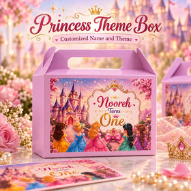 Princess theme customized birthday goodie box with name