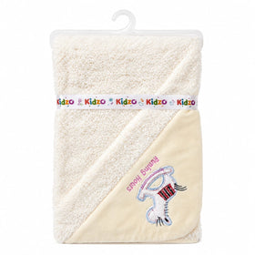 Fleece hooded baby wrapping sheet cream