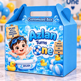 splash theme customized birthday goodie box with name and age personalization - Belinda Store Pakistan