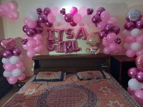 It's a Girl Room Decor – Pink & Magenta Balloon Garland with Baby Foil Balloon
