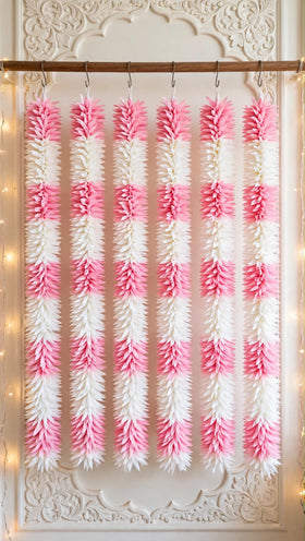 Pink and White Artificial Flower Lariyan Garland Set of 6