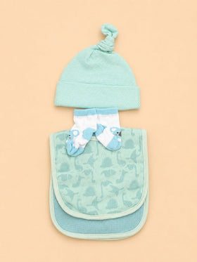 newborn baby set cap socks bib mint green