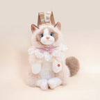 Kids Plush Cat Backpack in White - cute kitten school bag for girls Belinda Store