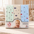 NUBEE baby wash cloth 3 pack - triangle print mint beige blue
