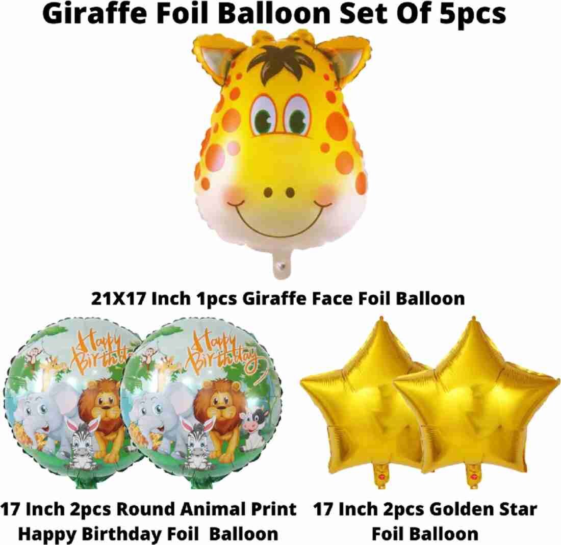 Giraffe Jungle Foil Balloon Set – 5 Pcs