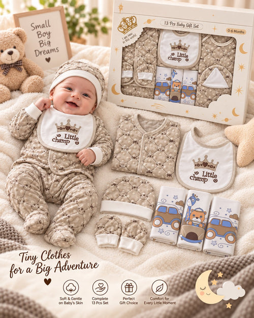 13 Pcs Newborn Baby Gift Box Little Champ Beige Baby – Belinda Store Pakistan
