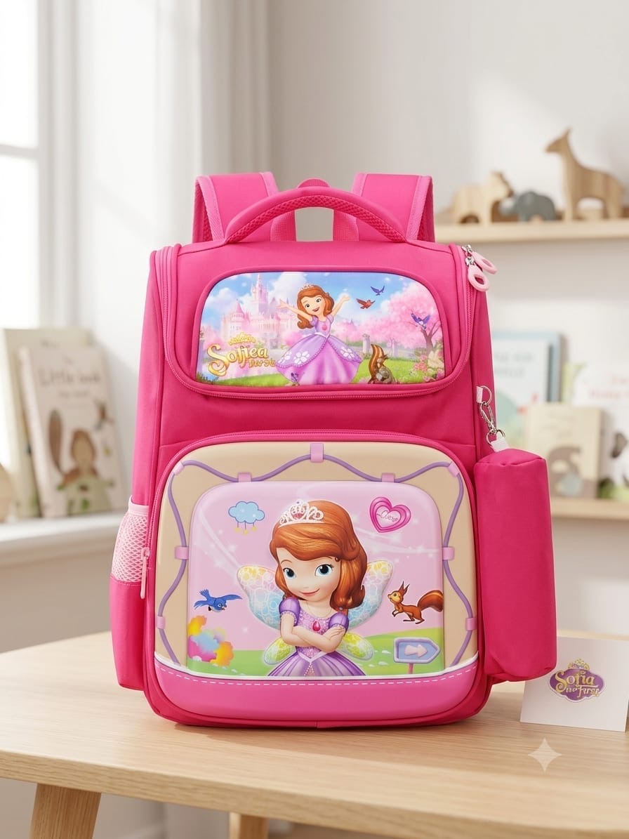 Sofia Princess School Backpack for Girls - Hot Pink - Hot Pink color, view 1