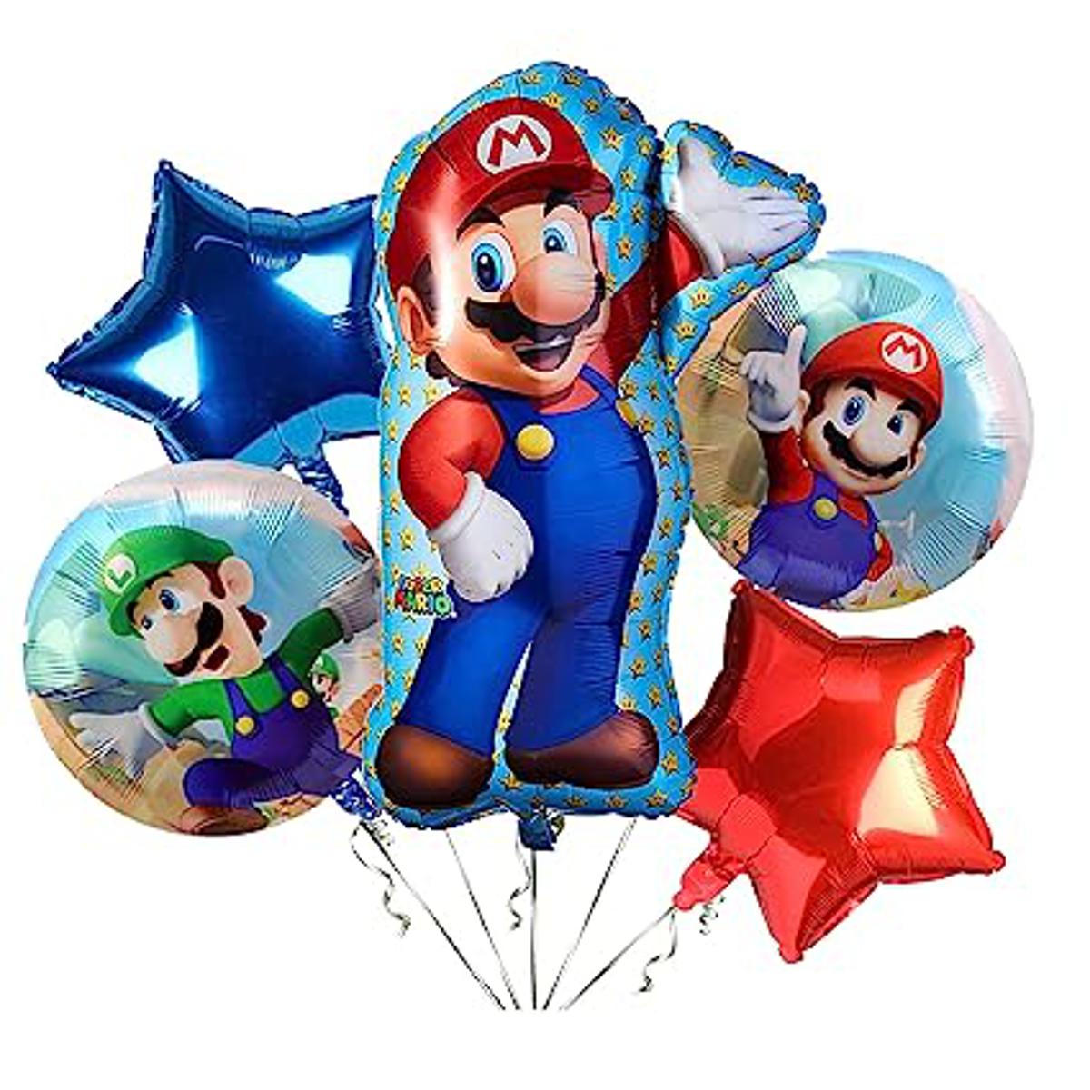 Mario Theme Foil Balloon Set – 5 Pcs
