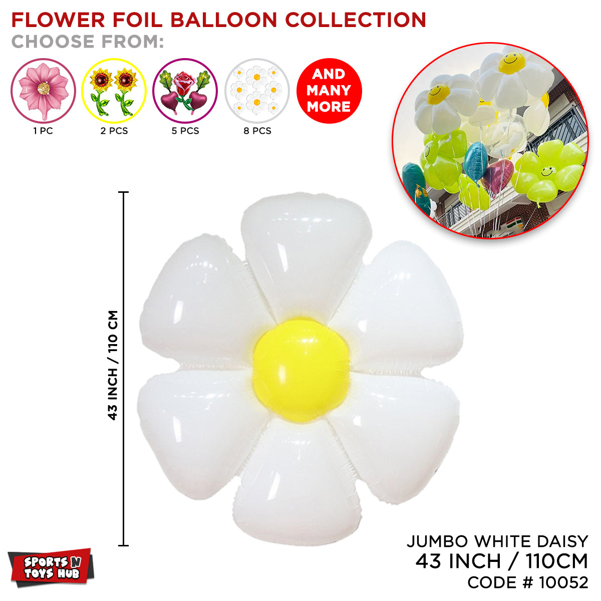 Flower Foil Balloons – Daisy, Rose, Tulip, Sunflower