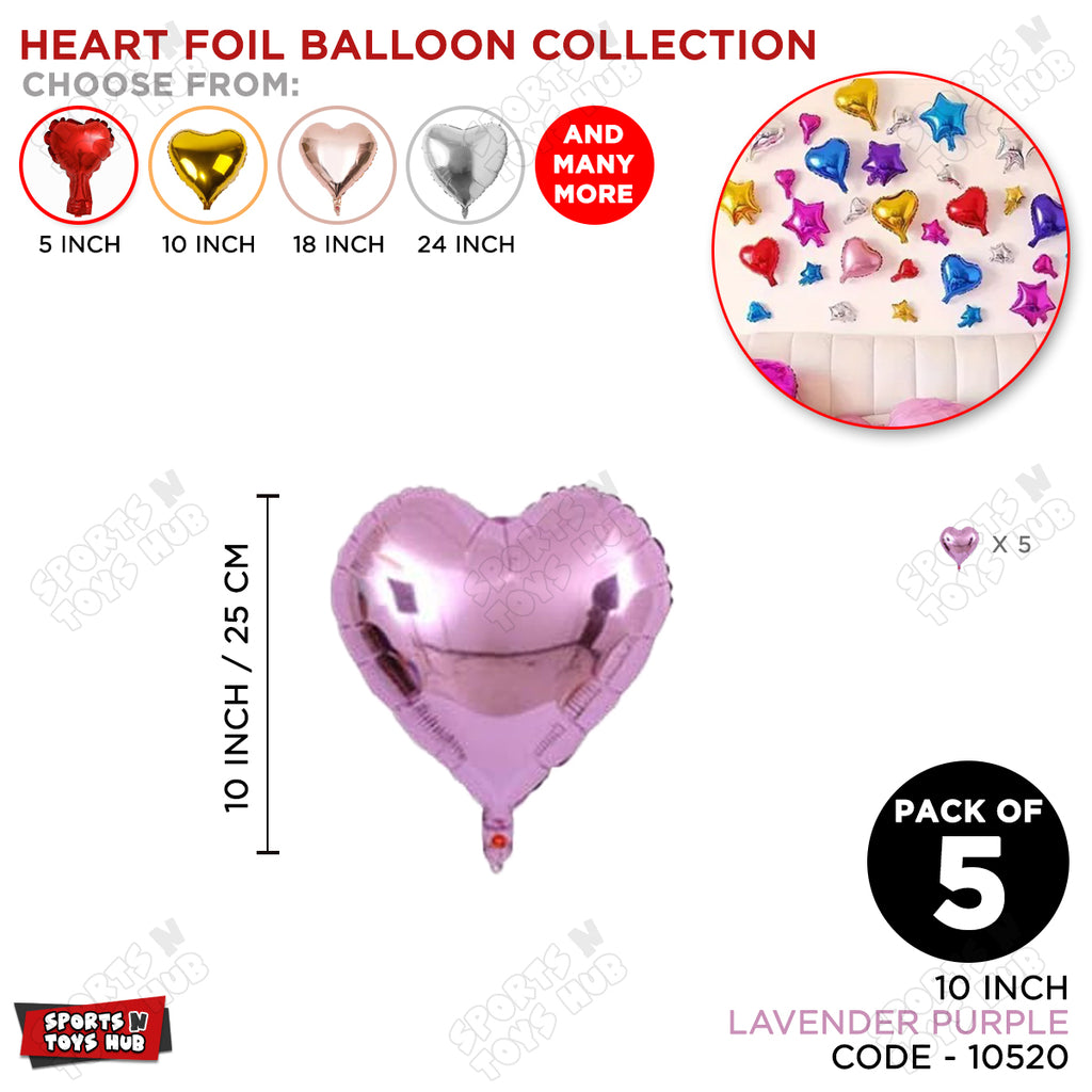 Heart Foil Balloons 10 Inch – Pack of 5