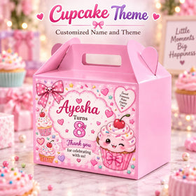 cupcake theme customized birthday goodie box with name and age personalization - Belinda Store Pakistan