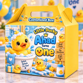 ducky theme customized birthday goodie box with name and age personalization - Belinda Store Pakistan