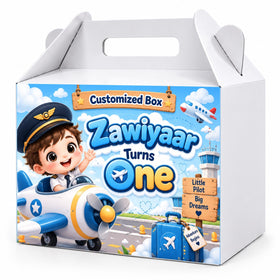 Pilot theme customized birthday goodie box with name and age personalization - Belinda Store Pakistan
