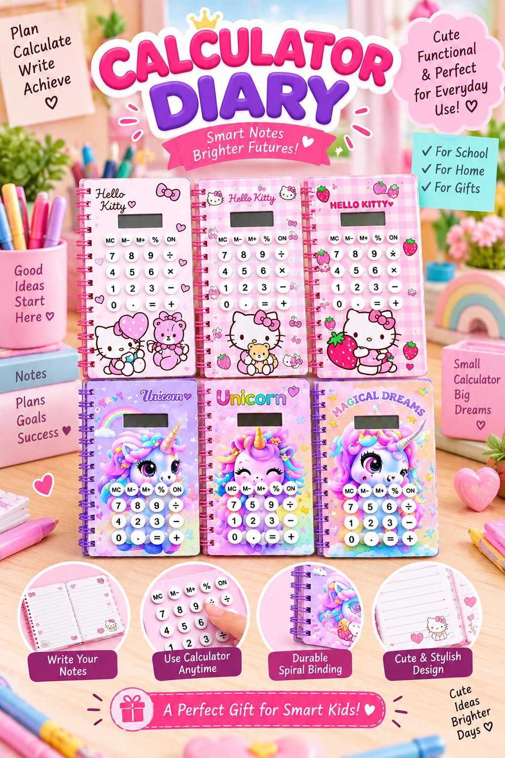 Calculator Diary for Kids - Cute Diary with Calculator | Belinda Store - view 1