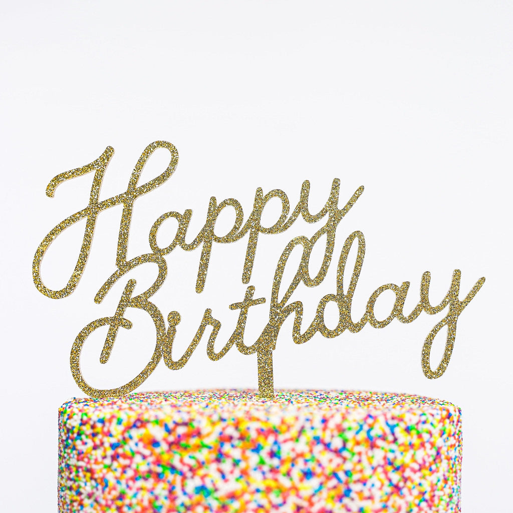Happy Birthday Glitter Cake Topper | Belinda Store - view 1