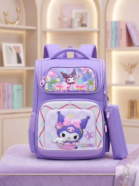 Kuromi kids backpack purple with pencil pouch