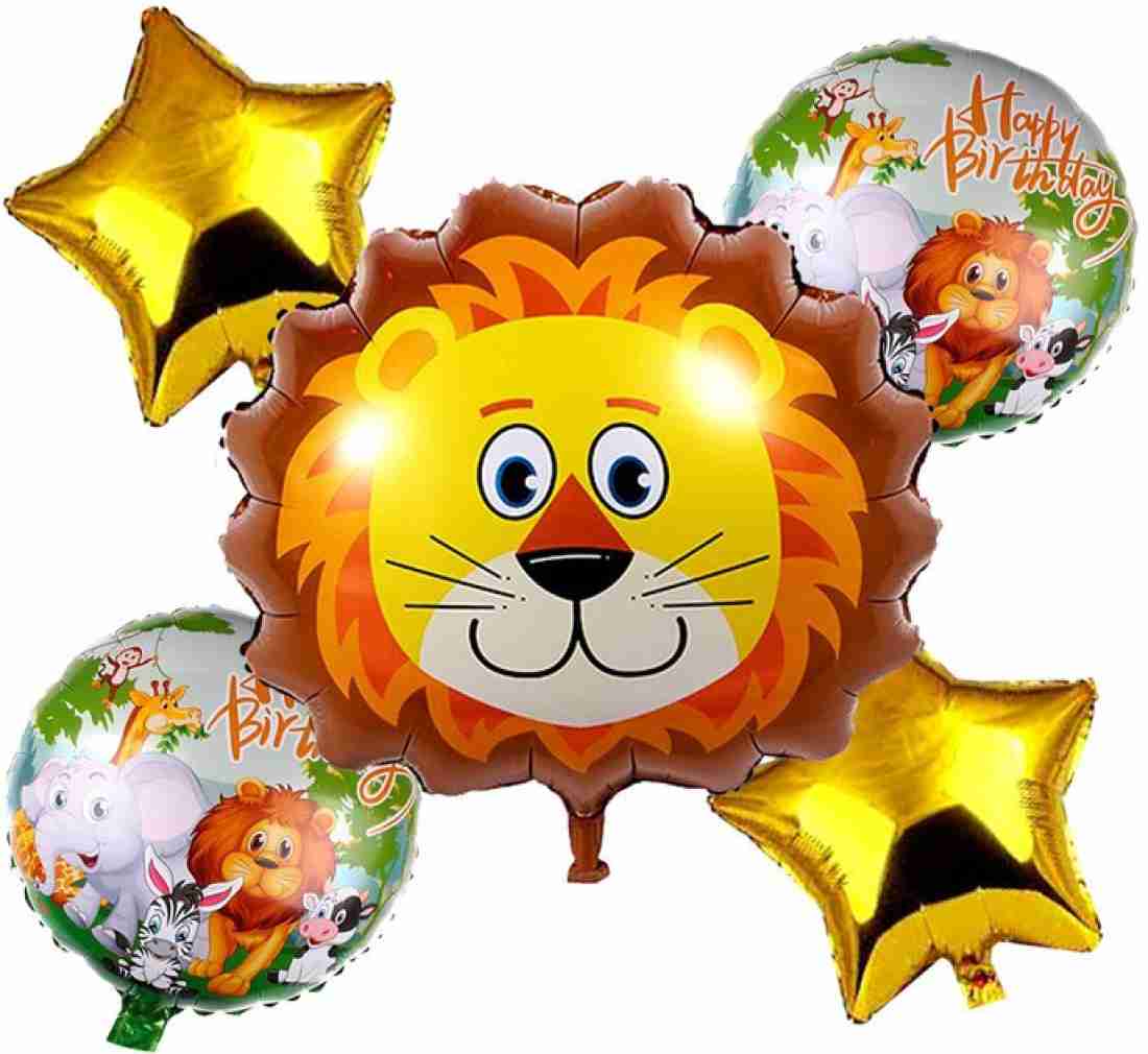 Lion Jungle Foil Balloon Set – 5 Pcs