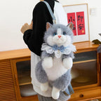 Kids Plush Cat Backpack in Grey - cute kitten school bag Belinda Store