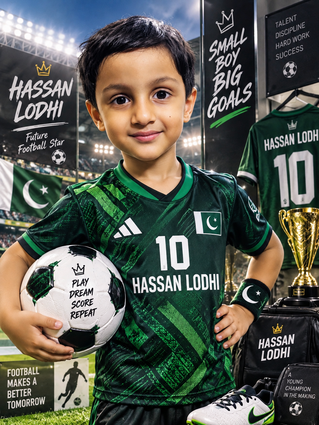 Customized Footballer first birthday portrait - personalized photoshoot design 1