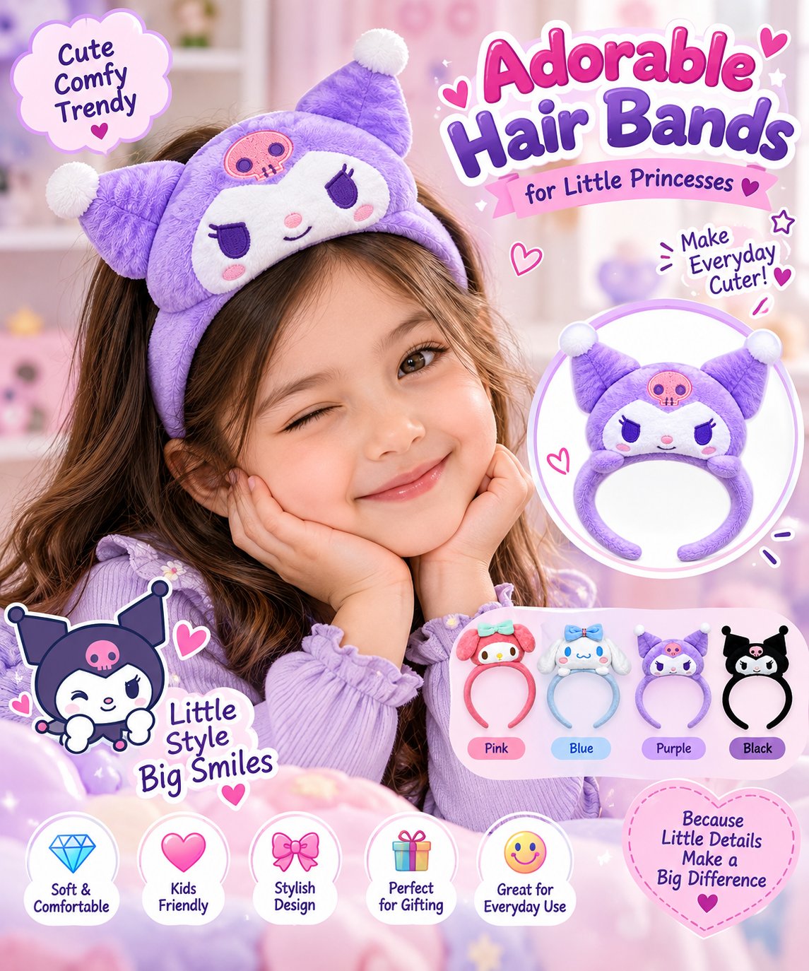 Character Headband Set for Girls - Cute Plush Headbands | Belinda Store - view 2