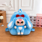 Labubu Plush Backpack - Fuzzy Bunny Backpack for Kids - Blue