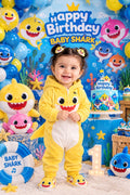 Customized Baby Shark first birthday portrait - personalized photoshoot design 1