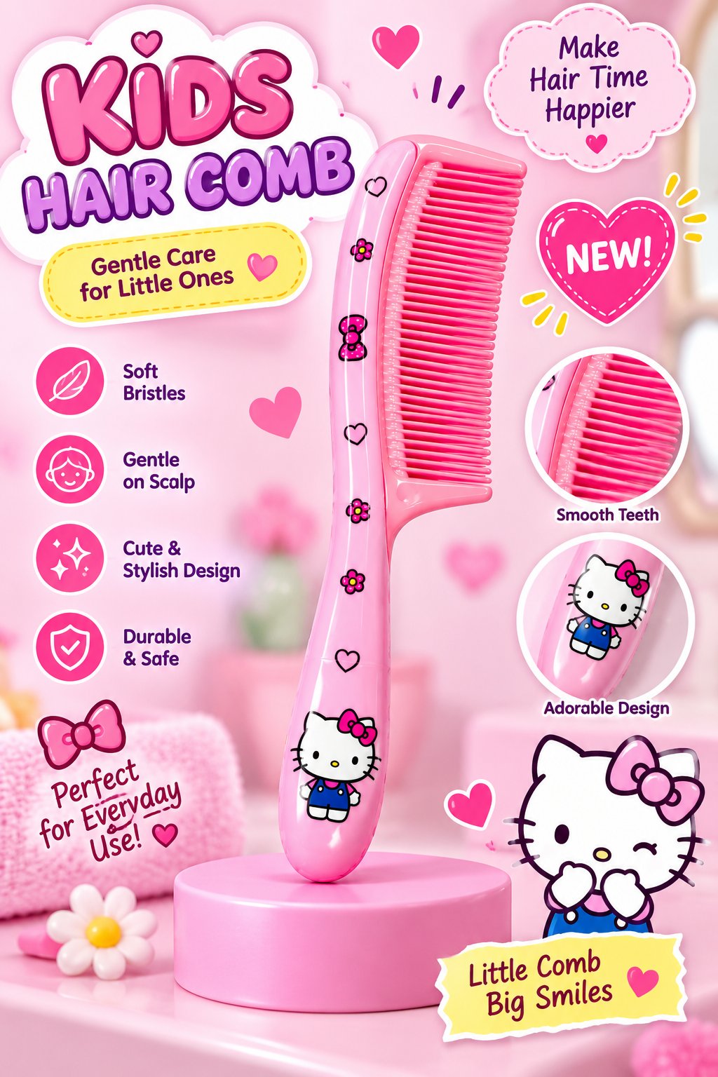 Kawaii Hair Comb Set - Cute Cartoon Hair Combs for Girls | Belinda Store - view 3