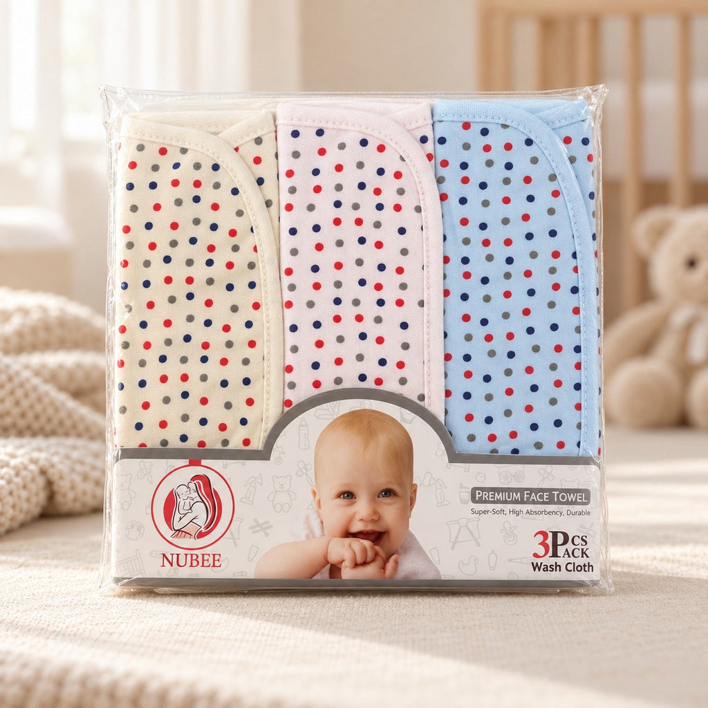 Nubee 3 pcs baby bath towel set polka dot