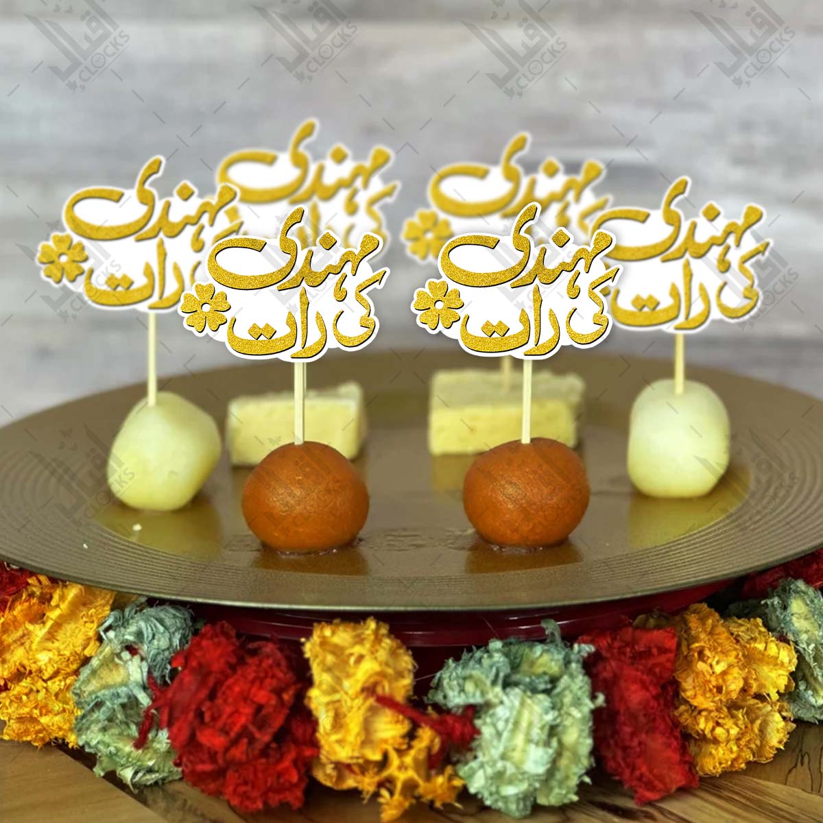 Mehndi Ki Raat Mithai Toppers – Pack of 12 (3 Inch)