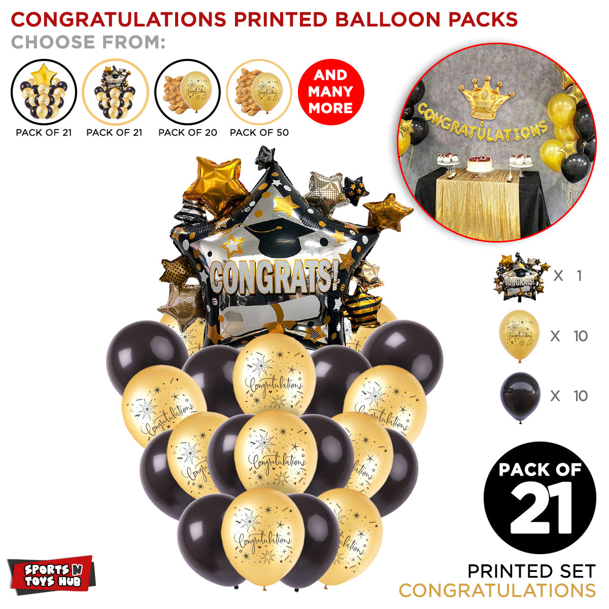 Congratulations Printed Balloons Set