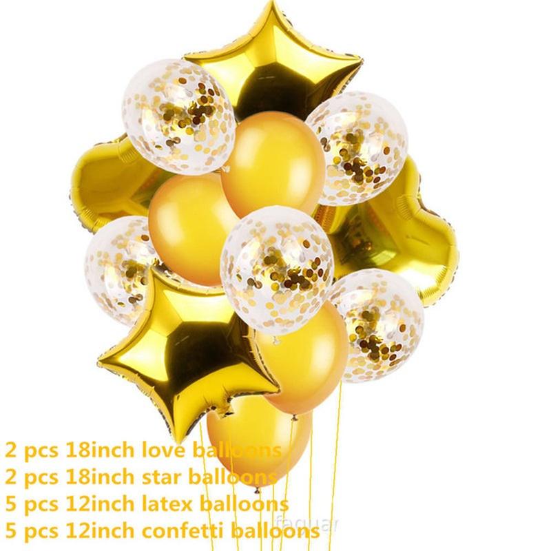 Confetti, Heart & Star Balloon Set – 14 Pcs