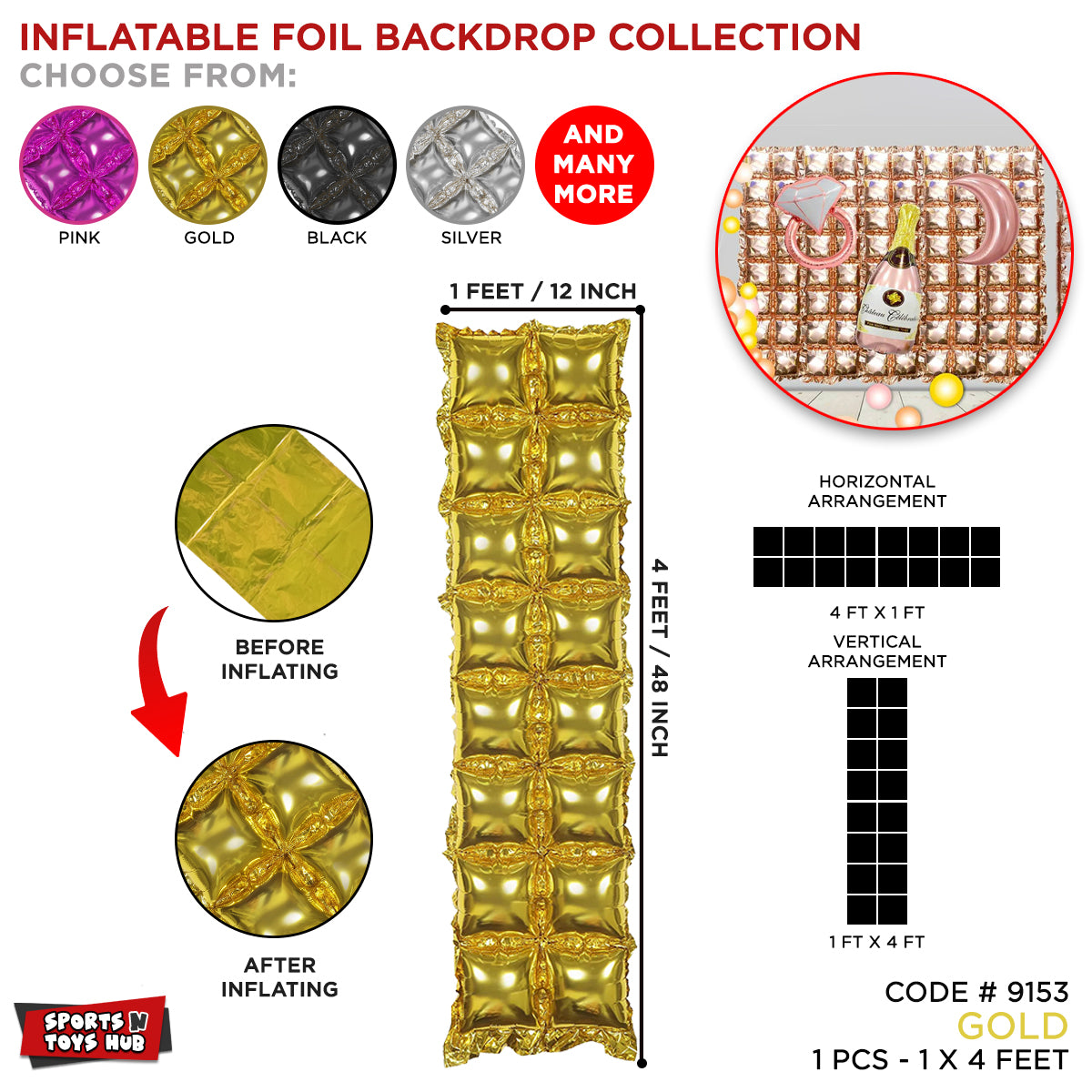 4D Square Foil Backdrop Balloon Curtain