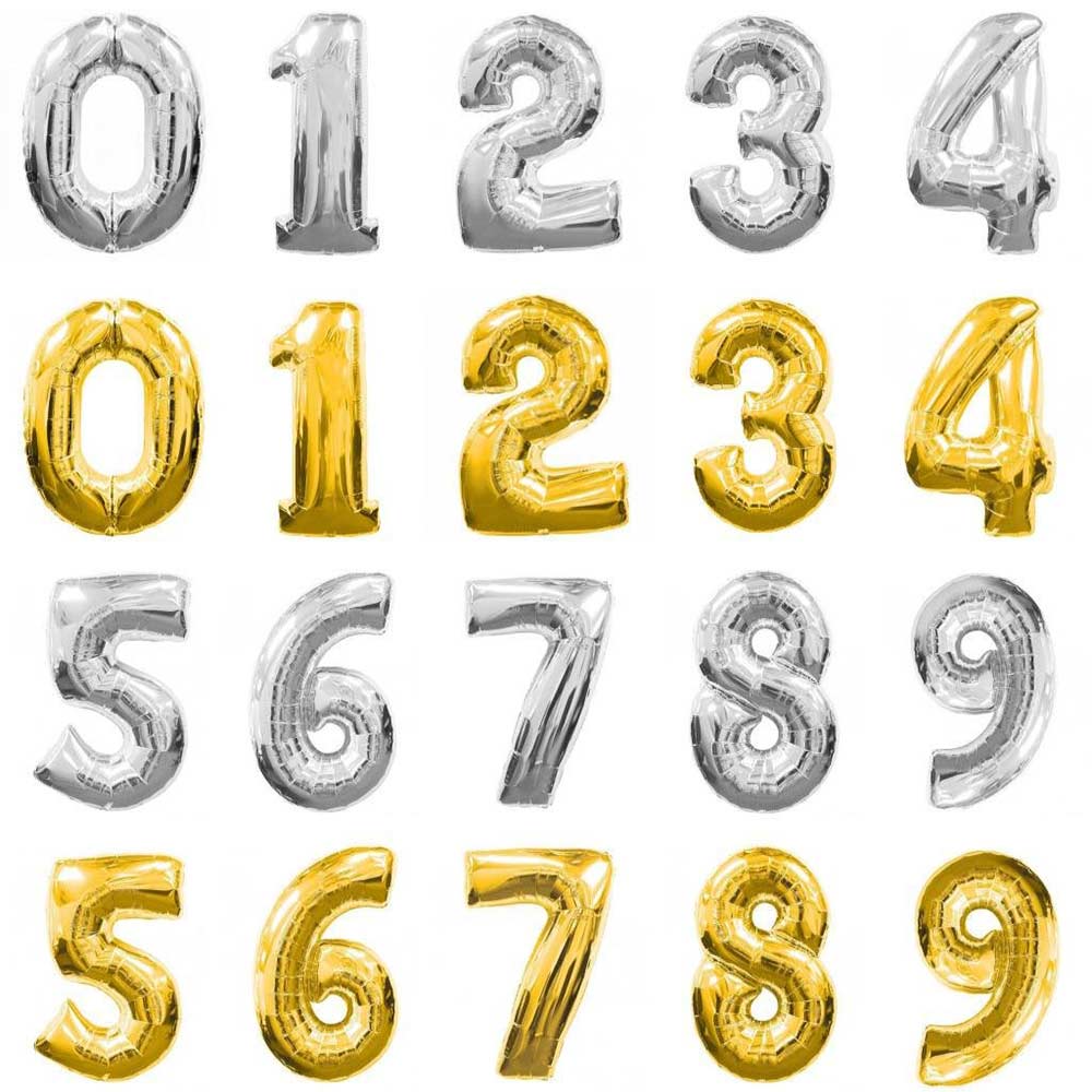 Number Foil Balloon 16 Inch – Gold / Silver