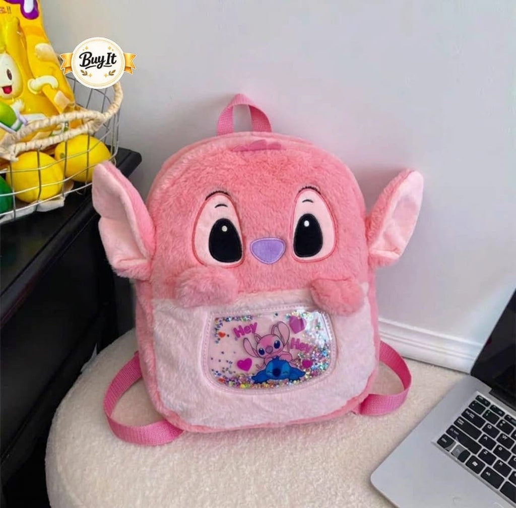 Stitch Plush Backpack for Kids - Pink