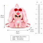 Labubu Plush Backpack - Fuzzy Bunny Backpack for Kids - Pink