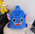 Stitch blue plush kids backpack front view