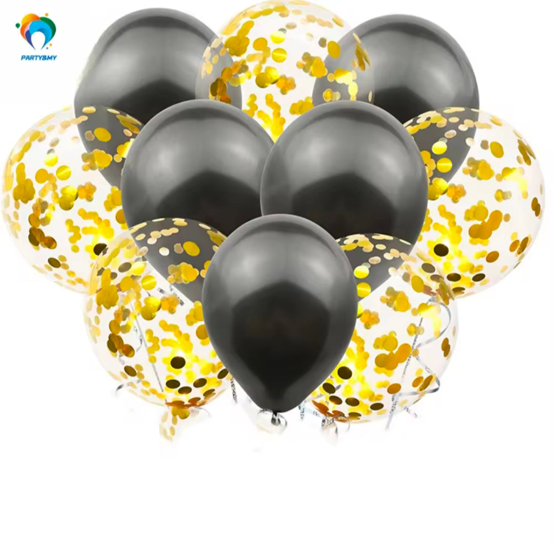 Confetti & Latex Balloon Set – 10 Pcs