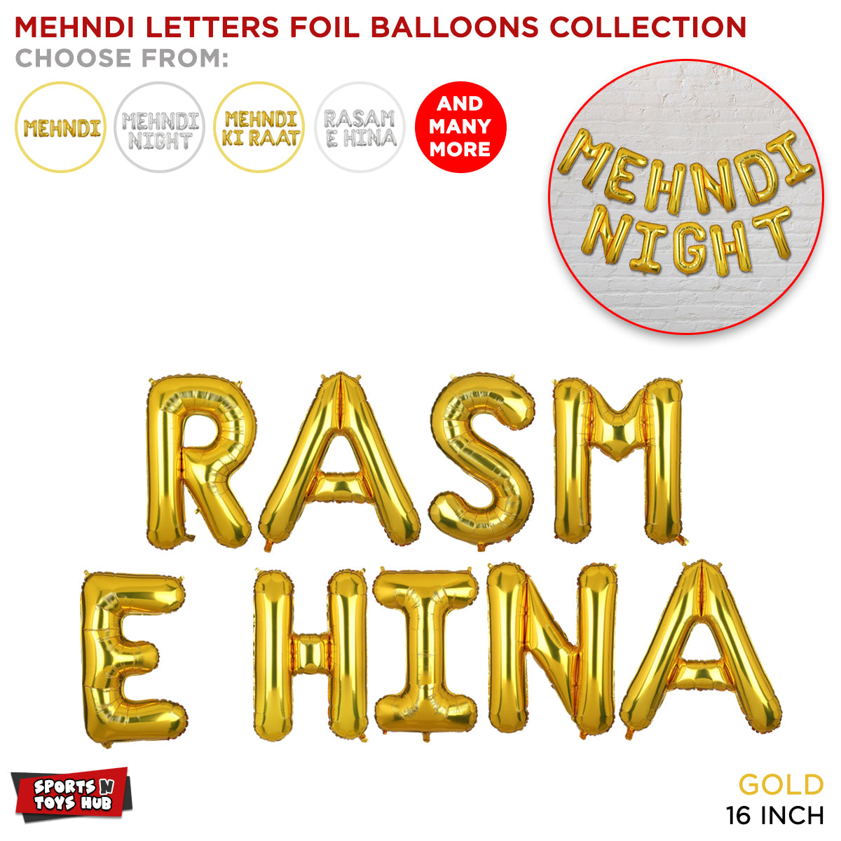 Mehndi Foil Letter Balloons