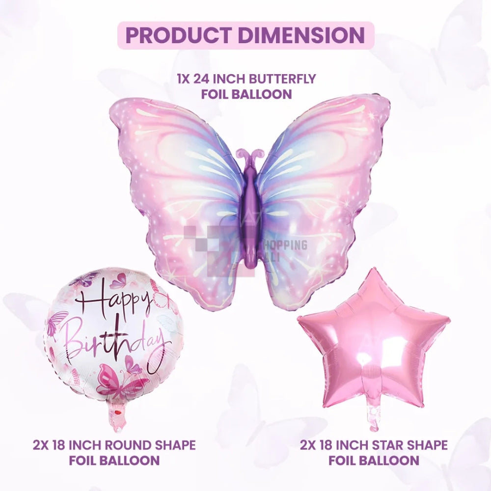 Butterfly Foil Balloon Set – 5 Pcs