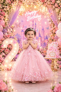 Customized Pink Princess first birthday portrait - personalized photoshoot design 1